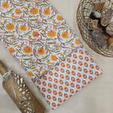 Yellow/White Pure Cotton Hand Block Printed 2 PC Suit